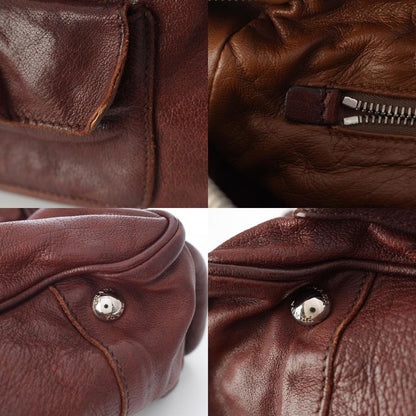 Prada Washed Leather Mini Boston Bag Brown