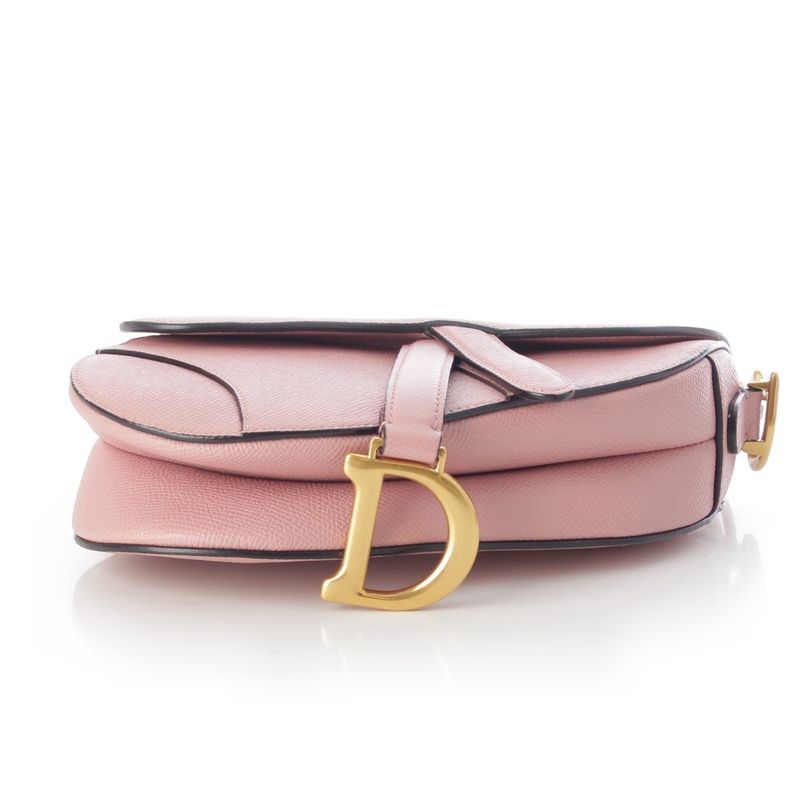 Dior Leather Saddle Bag Logo 2-Way Pink