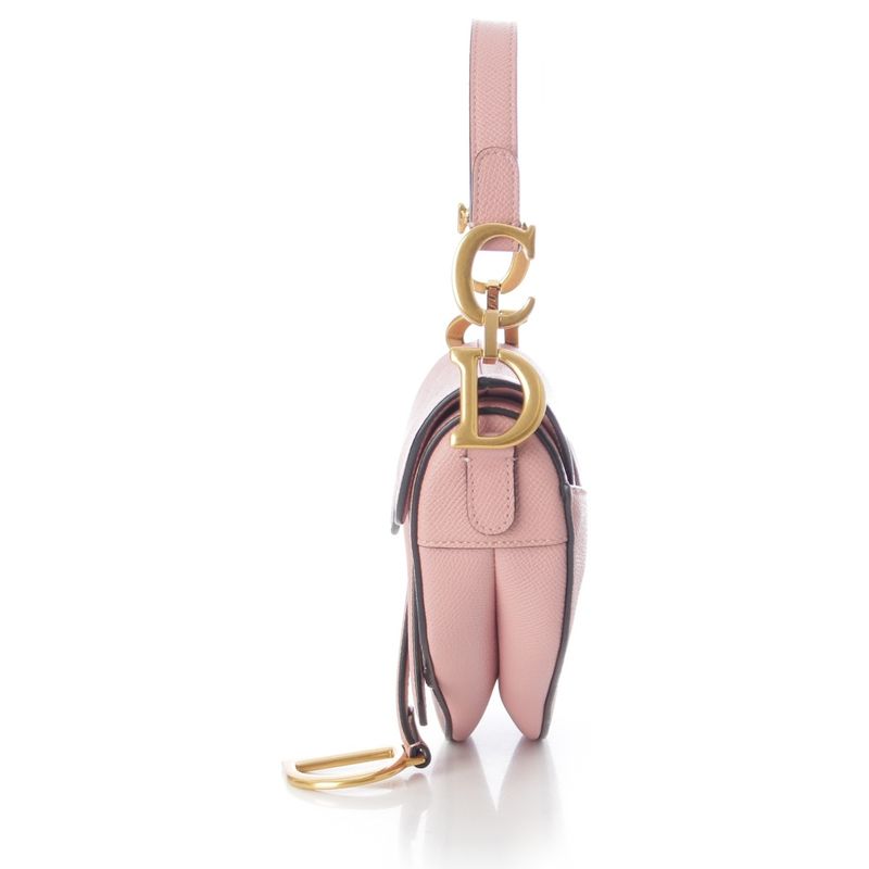 Dior Leather Saddle Bag Logo 2-Way Pink