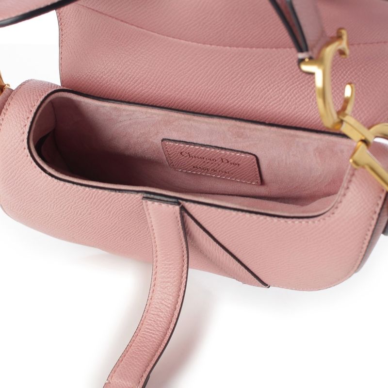Dior Leather Saddle Bag Logo 2-Way Pink