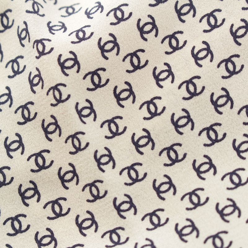 Chanel Silk Dead Stock CC Logo Monogram Long Sleeve Shirt Blouse Top Off White
