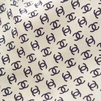 Chanel Silk Dead Stock CC Logo Monogram Long Sleeve Shirt Blouse Top Off White