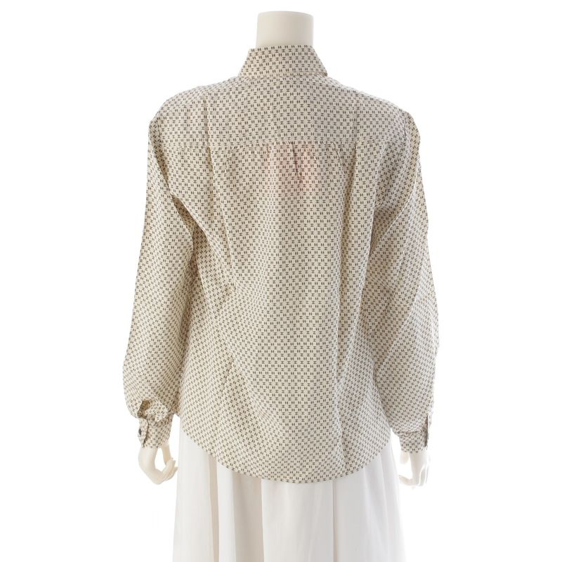 Chanel Silk Dead Stock CC Logo Monogram Long Sleeve Shirt Blouse Top Off White