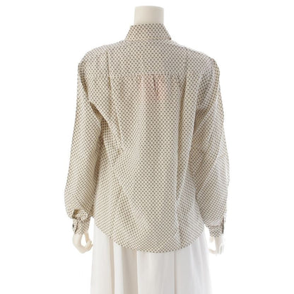 Chanel Silk Dead Stock CC Logo Monogram Long Sleeve Shirt Blouse Top Off White