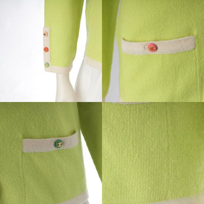 Chanel Cashmere CC Logo Multicolor Button Short Sleeve Top Long Cardigan