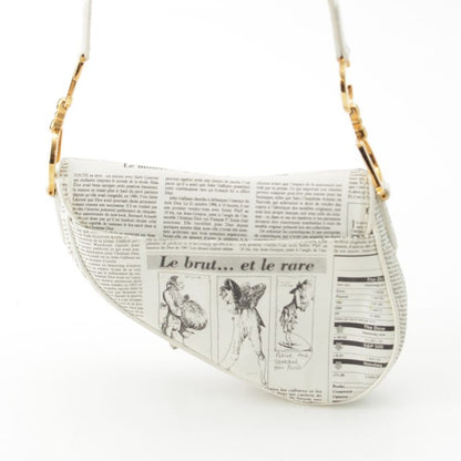 Dior Galliano Era Leather New Paper Print All Over Newspaper Pattern Handbag