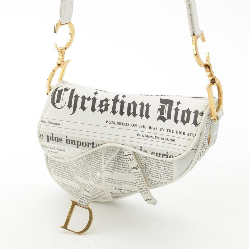 Dior Galliano Era Leather New Paper Print All Over Newspaper Pattern Handbag