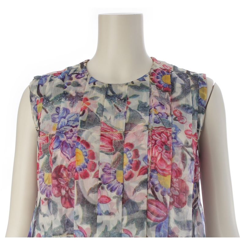 Chanel Silk Floral Sleeveless Dress Multicolor 34