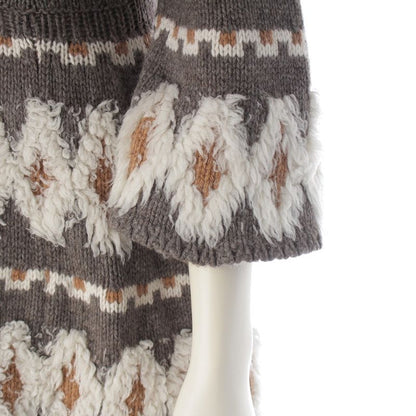 Chanel Wool Yak Cashmere Fleece Knit Dress High Neck Gray Brown 34