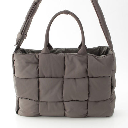 Bottega Veneta Maxi Intrecciato Arco Nylon Large 2-Way Shoulder Tote Gray Moss