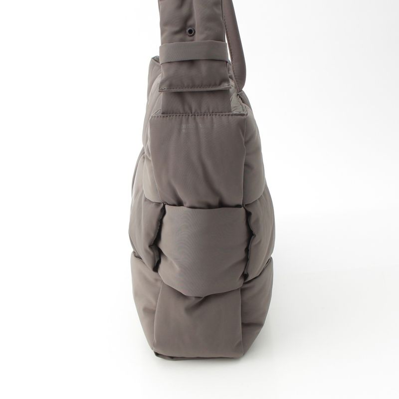 Bottega Veneta Maxi Intrecciato Arco Nylon Large 2-Way Shoulder Tote Gray Moss