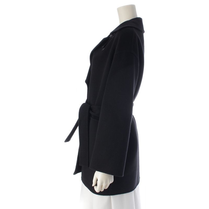 Hermes Cashmere Belted Short Gown Coat Black 34