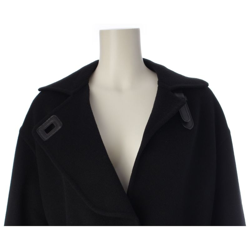 Hermes Cashmere Belted Short Gown Coat Black 34