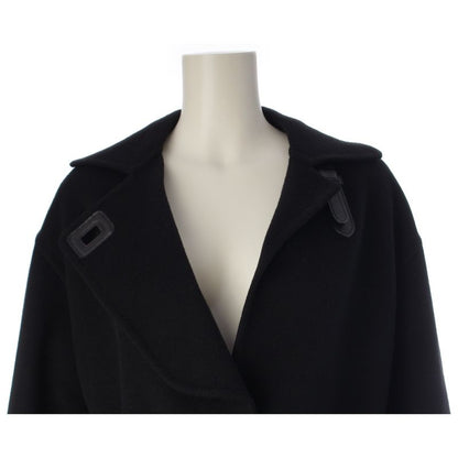 Hermes Cashmere Belted Short Gown Coat Black 34