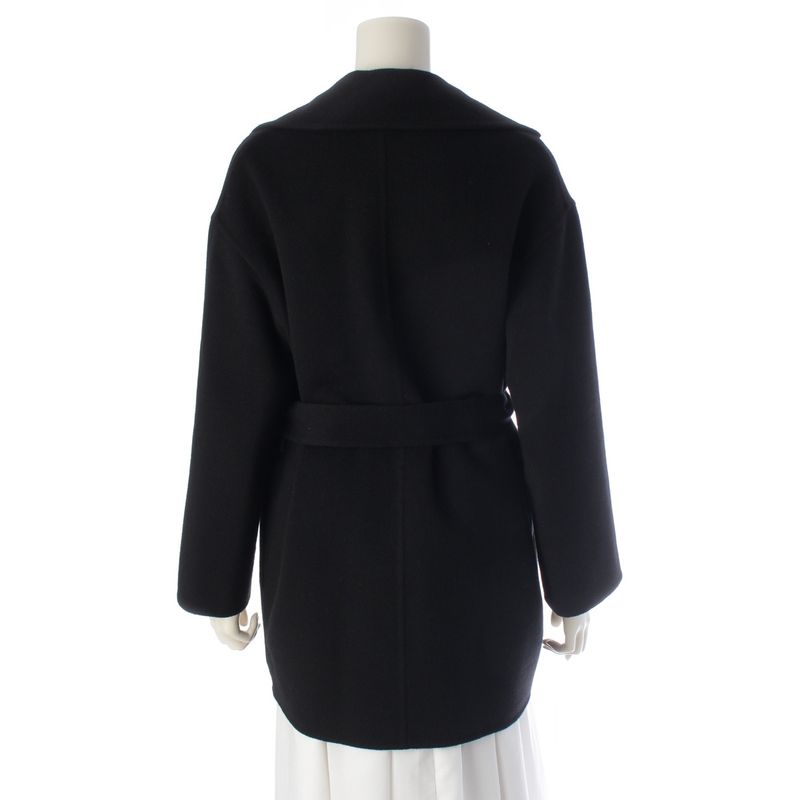 Hermes Cashmere Belted Short Gown Coat Black 34