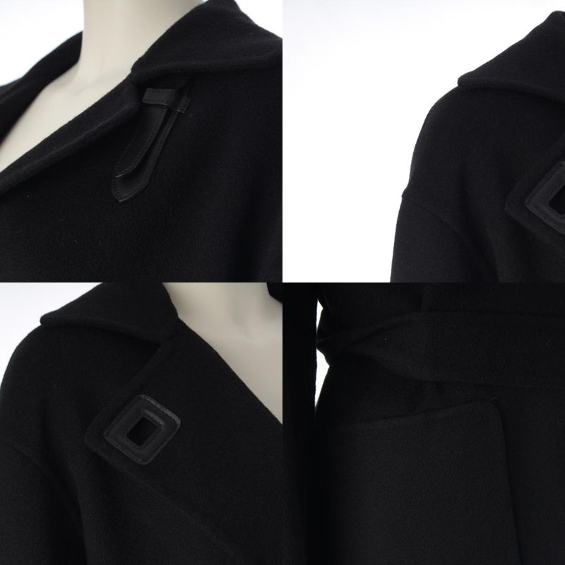 Hermes Cashmere Belted Short Gown Coat Black 34
