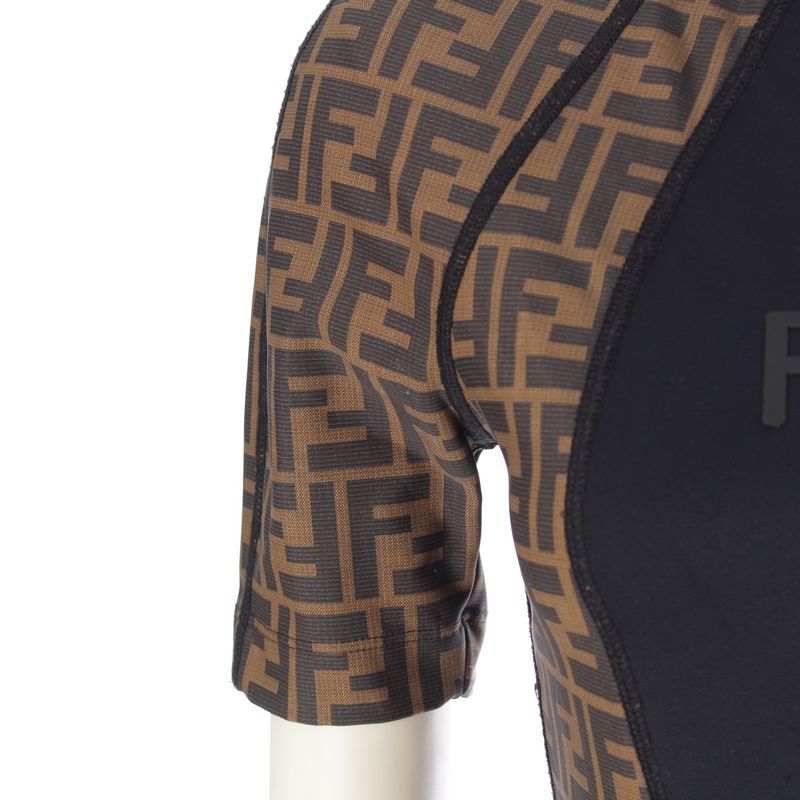 Fendi Zucca Logo Stretch Top Brown Black 38
