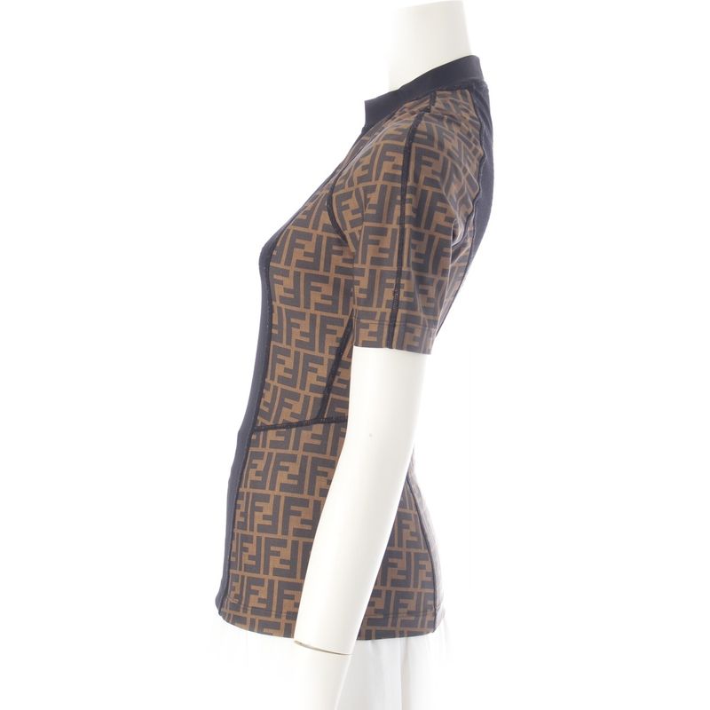 Fendi Zucca Logo Stretch Top Brown Black 38