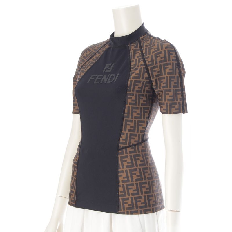 Fendi Zucca Logo Stretch Top Brown Black 38