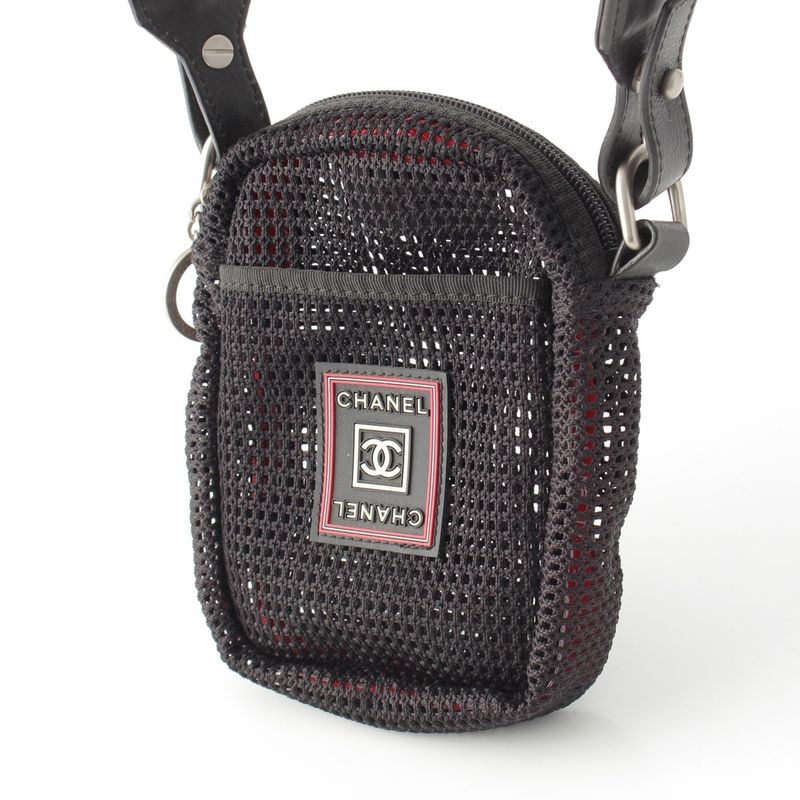 Chanel Sportsline Logo Mesh Shoulder Bag Black
