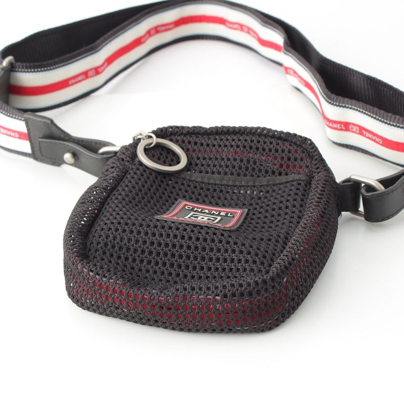 Chanel Sportsline Logo Mesh Shoulder Bag Black