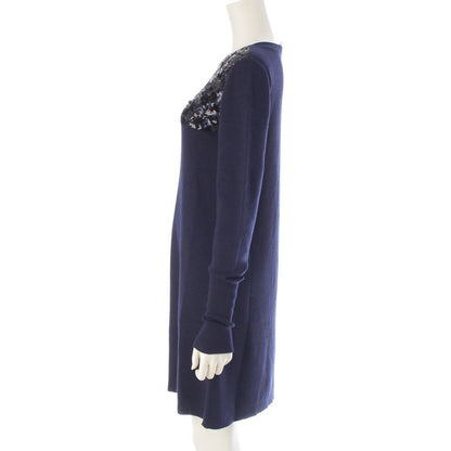 Louis Vuitton Wool Cashmere Knit Sequin Dress Navy XS