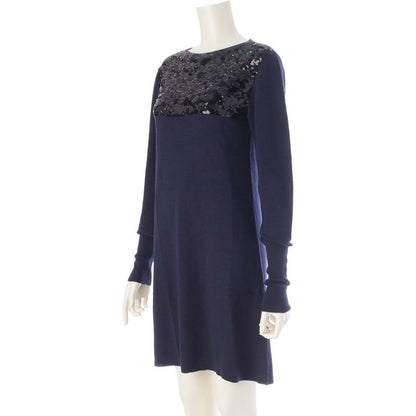 Louis Vuitton Wool Cashmere Knit Sequin Dress Navy XS