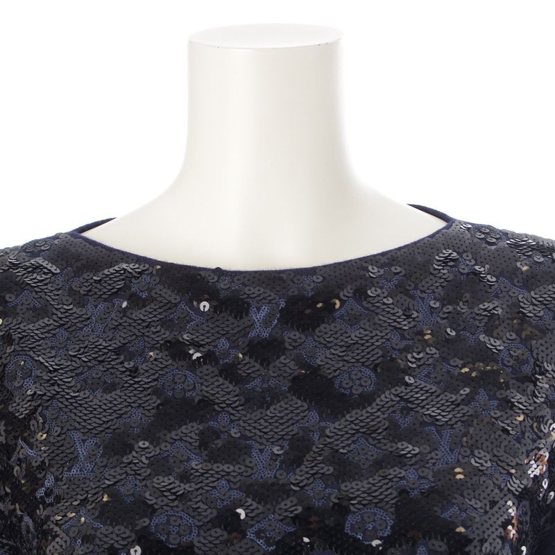 Louis Vuitton Wool Cashmere Knit Sequin Dress Navy XS
