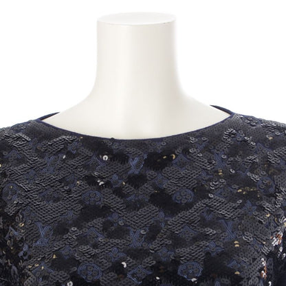 Louis Vuitton Wool Cashmere Knit Sequin Dress Navy XS