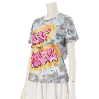 Dior Galliano Era Kaos Cotton Graphic Print Short Sleeve T-Shirt Top Gray 46