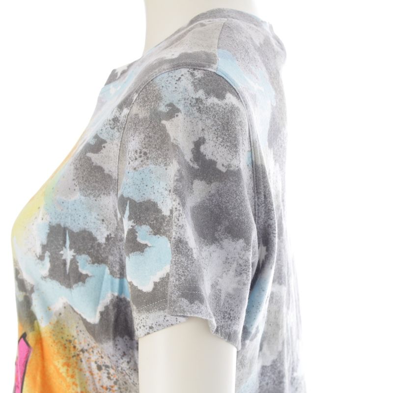 Dior Galliano Era Kaos Cotton Graphic Print Short Sleeve T-Shirt Top Gray 46
