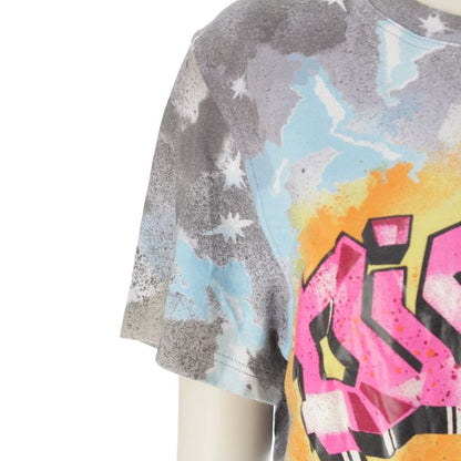 Dior Galliano Era Kaos Cotton Graphic Print Short Sleeve T-Shirt Top Gray 46