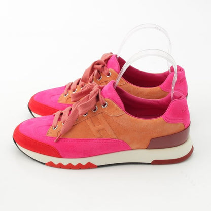 Hermes Suede Stadium Sneakers Pink Brown 38