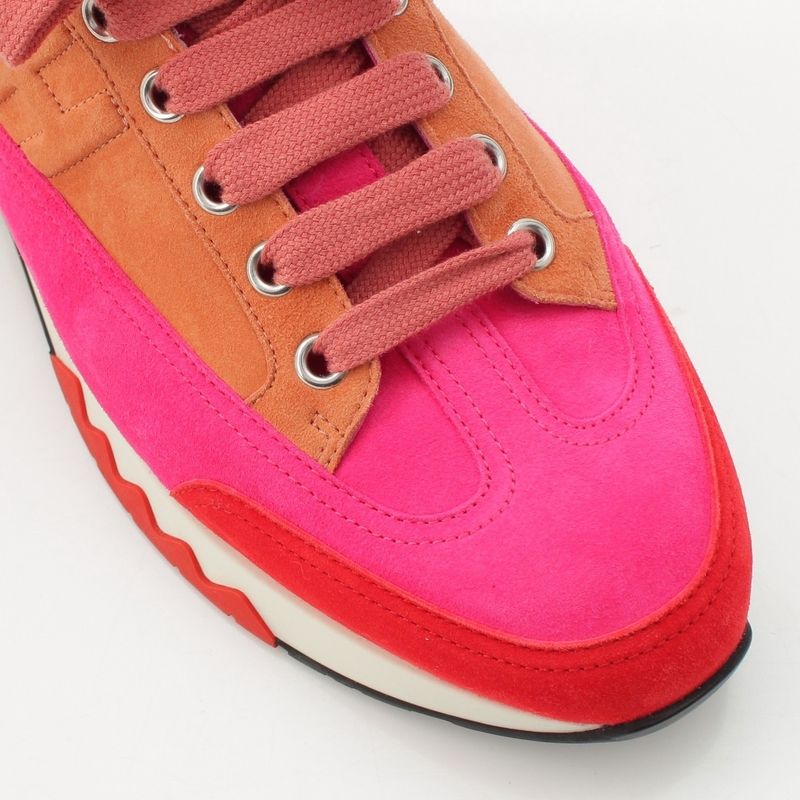 Hermes Suede Stadium Sneakers Pink Brown 38