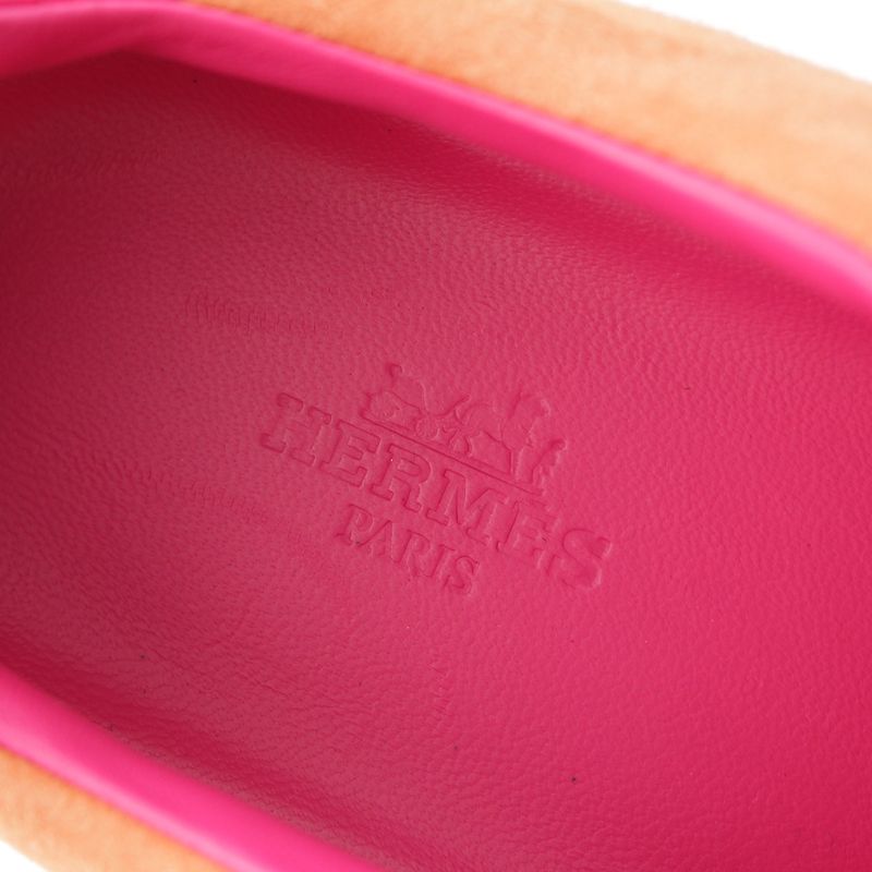Hermes Suede Stadium Sneakers Pink Brown 38