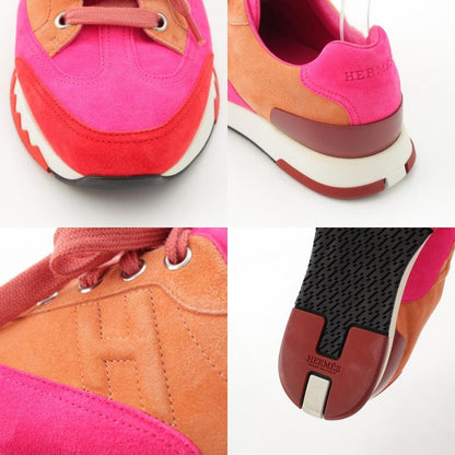 Hermes Suede Stadium Sneakers Pink Brown 38