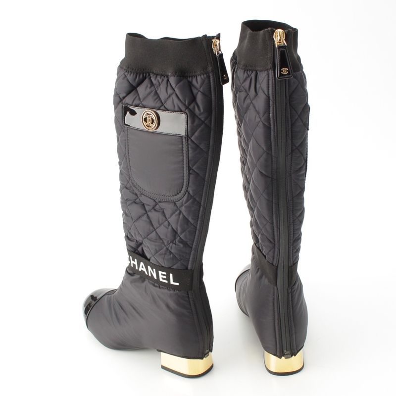 Chanel Nylon 2-Way CC Logo Removable Boots Black 35 2 1C