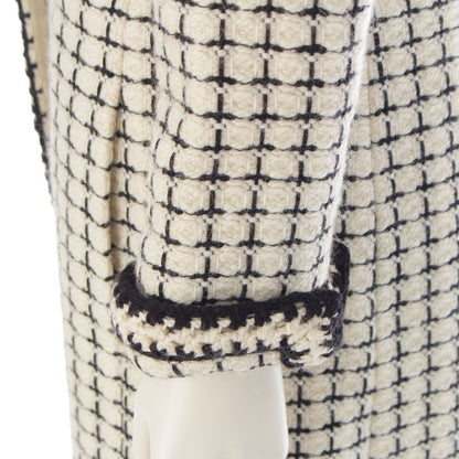 Chanel Tweed Wool Mohair Alpaca Long Coat Black White 38