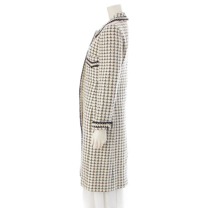 Chanel Tweed Wool Mohair Alpaca Long Coat Black White 38
