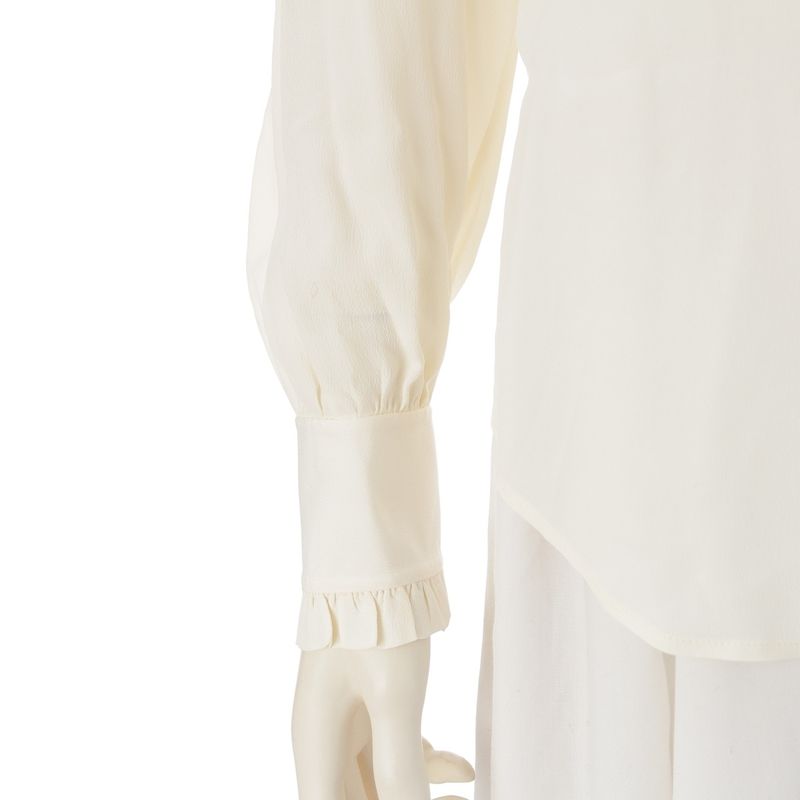 Celine Acetate Silk Ruffle Blouse Shirt Top White 36