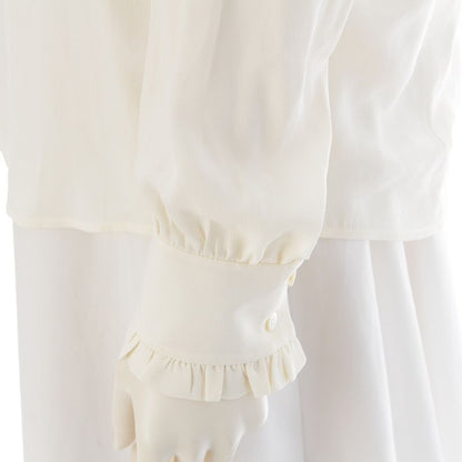 Celine Acetate Silk Ruffle Blouse Shirt Top White 36