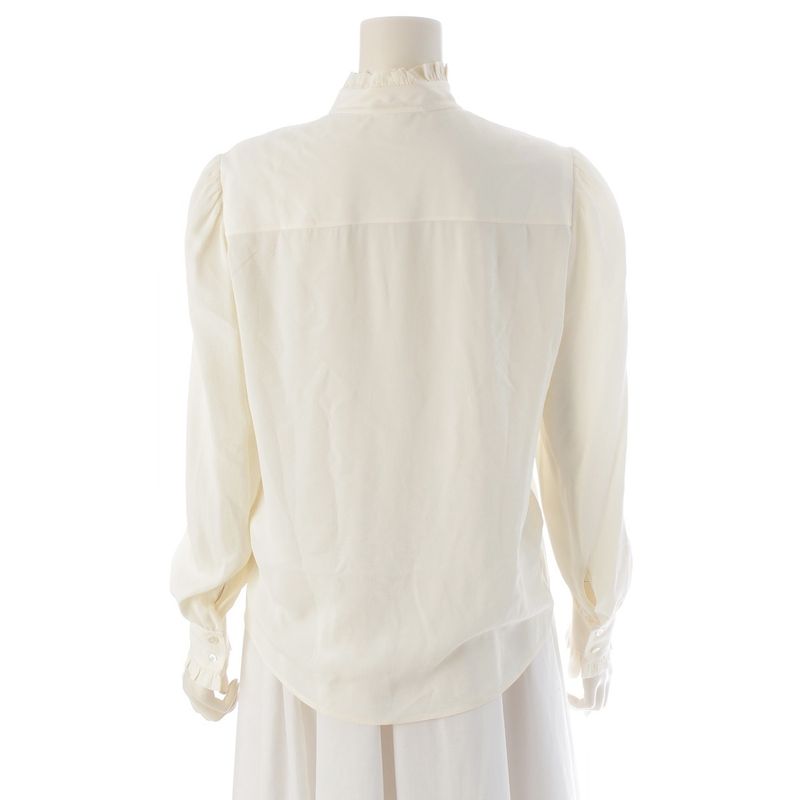 Celine Acetate Silk Ruffle Blouse Shirt Top White 36