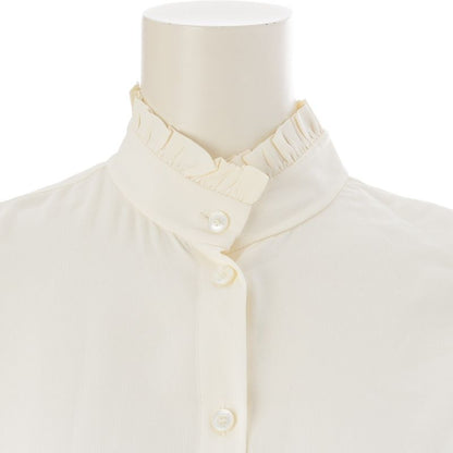 Celine Acetate Silk Ruffle Blouse Shirt Top White 36