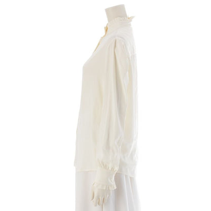 Celine Acetate Silk Ruffle Blouse Shirt Top White 36