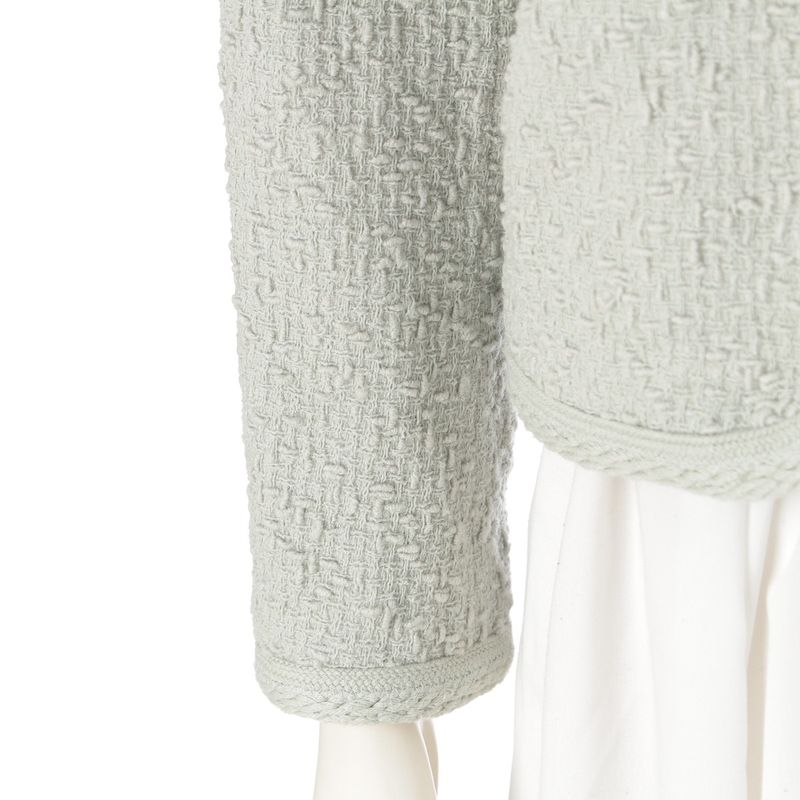 Celine Wool Mohair Nylon Collarless Jacket Light Blue Gray 36