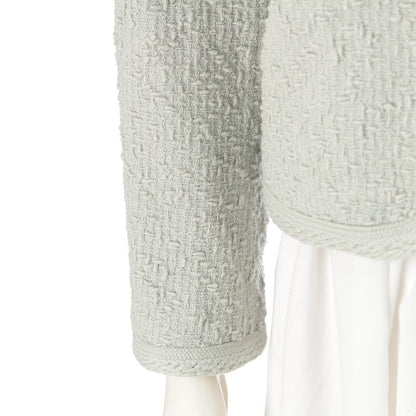 Celine Wool Mohair Nylon Collarless Jacket Light Blue Gray 36