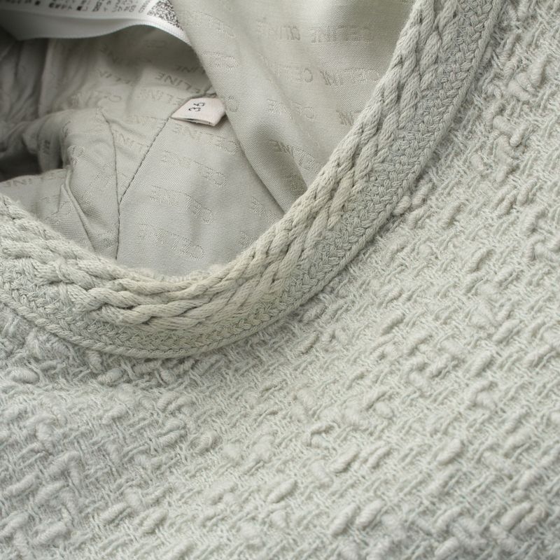 Celine Wool Mohair Nylon Collarless Jacket Light Blue Gray 36
