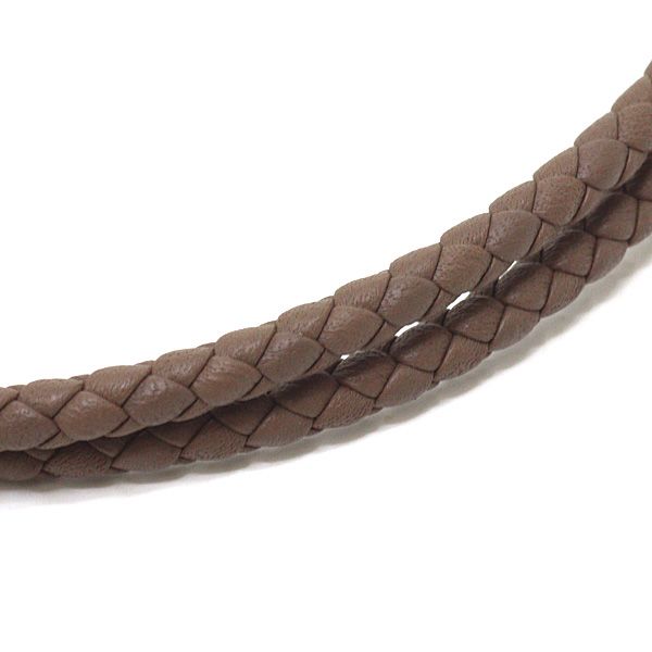 Hermes Leather Bracelet Glenan Double Tour Etoupe Silver