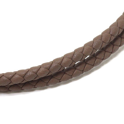 Hermes Leather Bracelet Glenan Double Tour Etoupe Silver