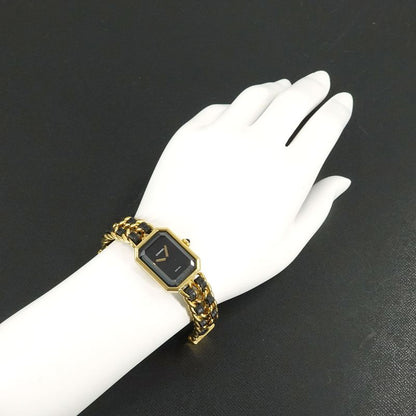 Chanel Premiere S Vintage Watch Black Gold Quartz
